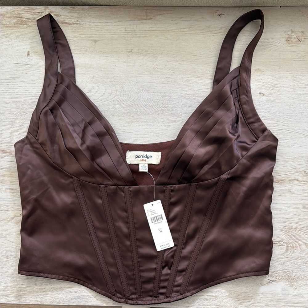Brown Satin Corset Top